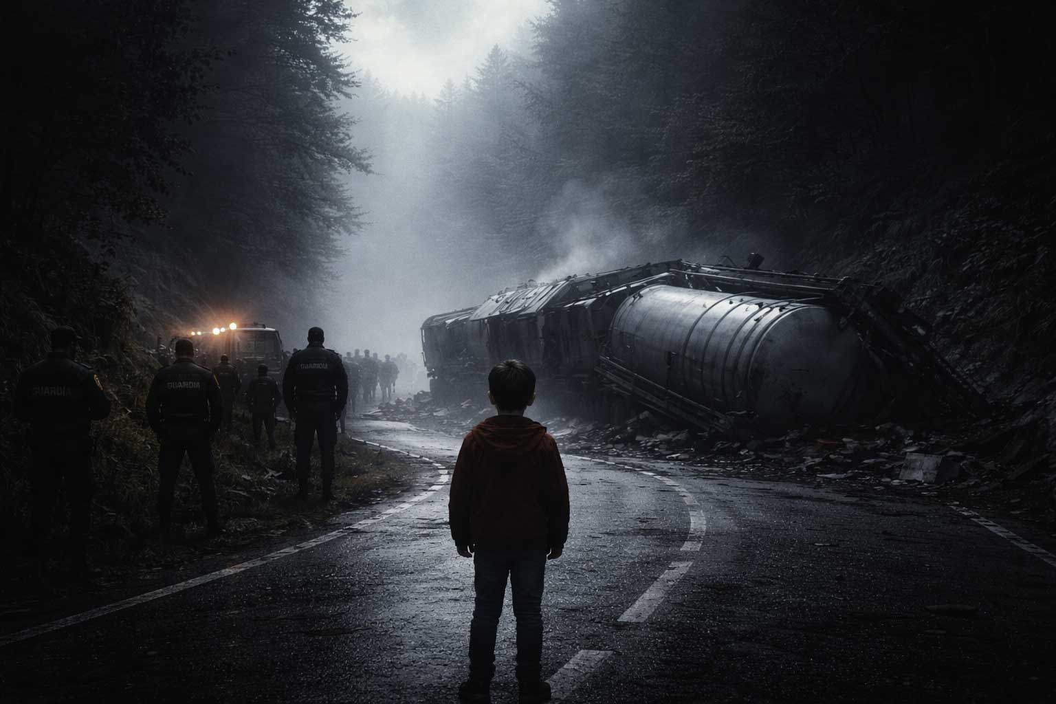 El misterio del niño de Somosierra 1 Recreación del accidente del camión cisterna en el puerto de Somosierra en 1986 relacionado con la misteriosa desaparición del niño.